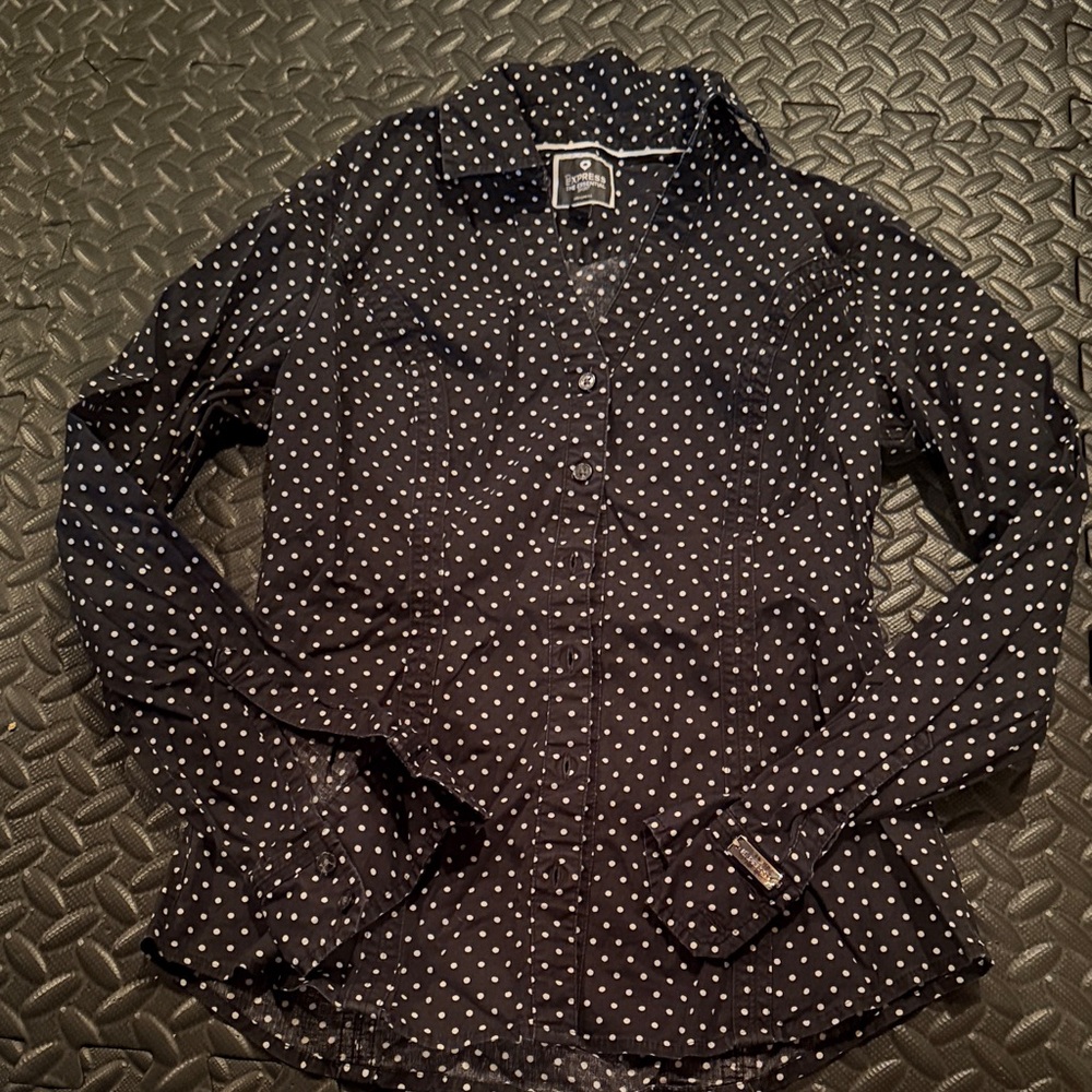 5/$25 Black Polka Dot Button-Up Shirt